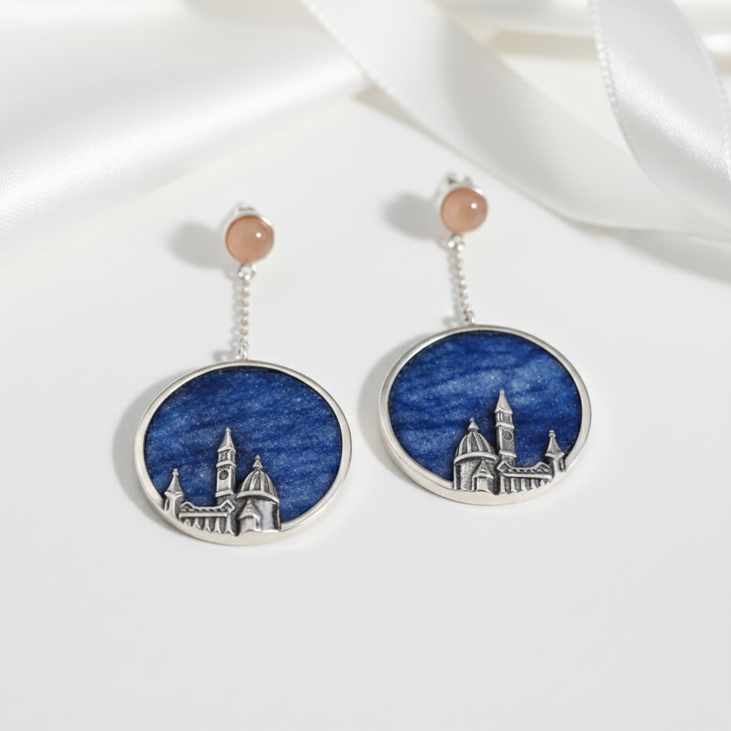 Vintage Florence Cathedral Dangle Earrings-Black Diamonds New York