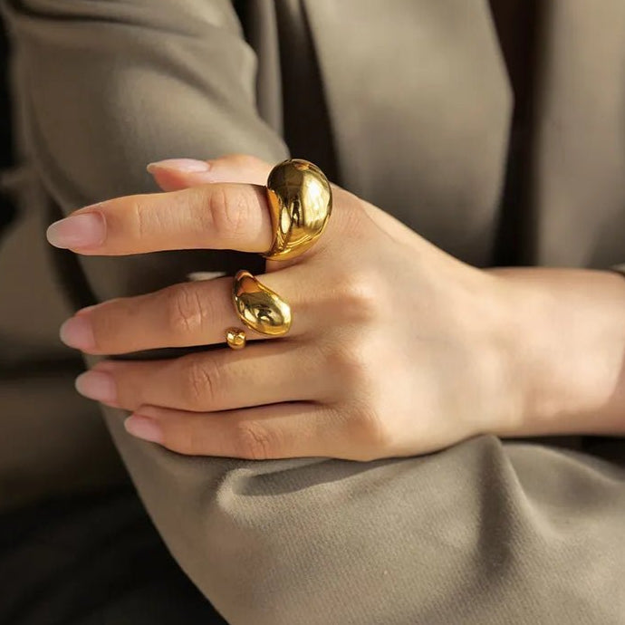 Vintage Hammer Wide Face Women's Ring-Black Diamonds New York