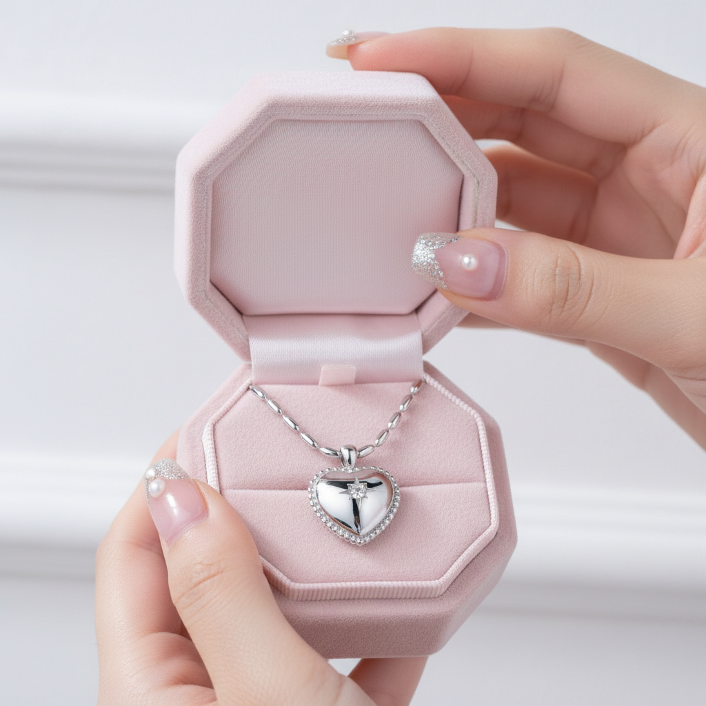 Vintage Heart with Star Millet Necklace-Black Diamonds New York