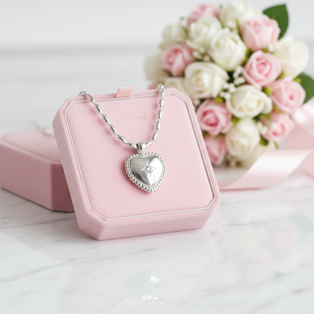 Vintage Heart with Star Millet Necklace-Black Diamonds New York