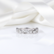Vintage Leaf & Vine Art Deco Wedding Band-Black Diamonds New York