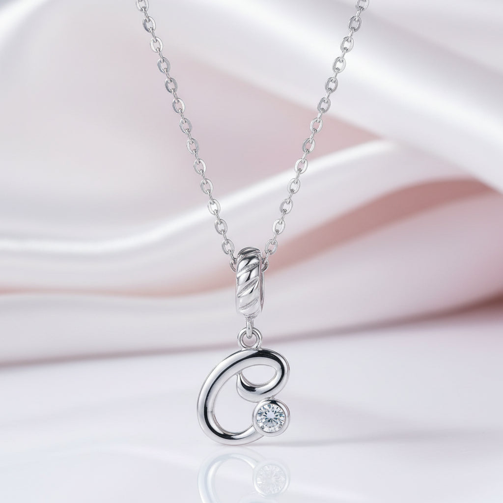 Vintage Letter Pendant Necklace with Diamond Option-Black Diamonds New York