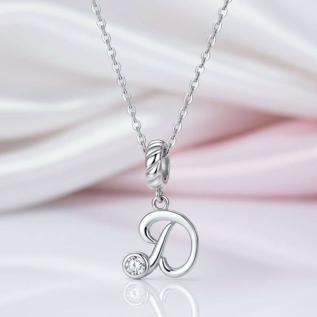 Vintage Letter Pendant Necklace with Diamond Option-Black Diamonds New York
