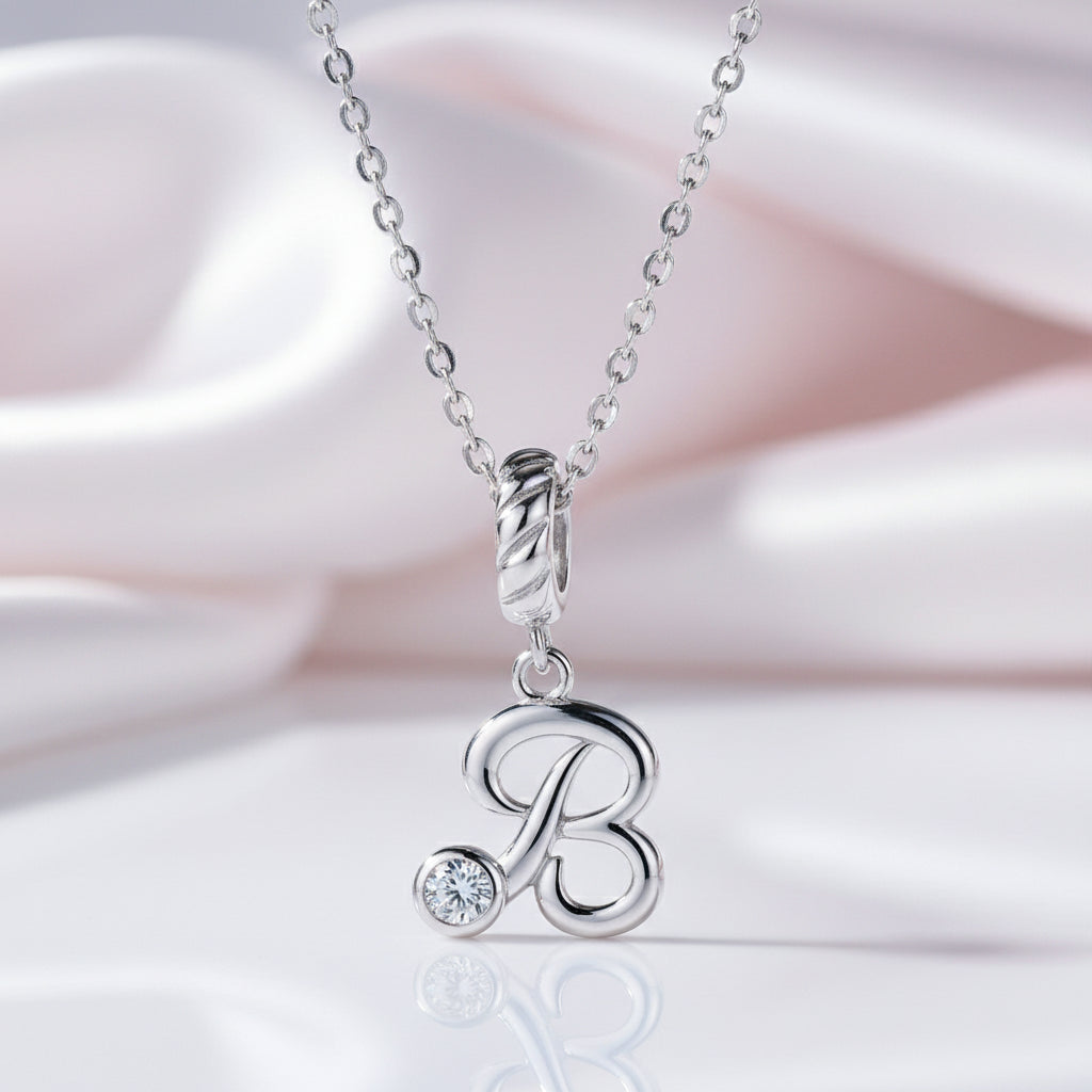 Vintage Letter Pendant Necklace with Diamond Option-Black Diamonds New York