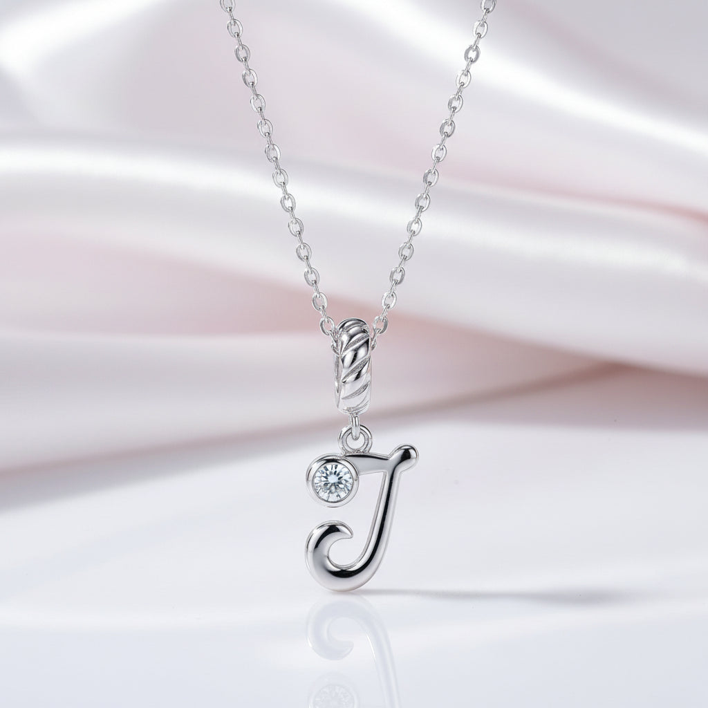 Vintage Letter Pendant Necklace with Diamond Option-Black Diamonds New York
