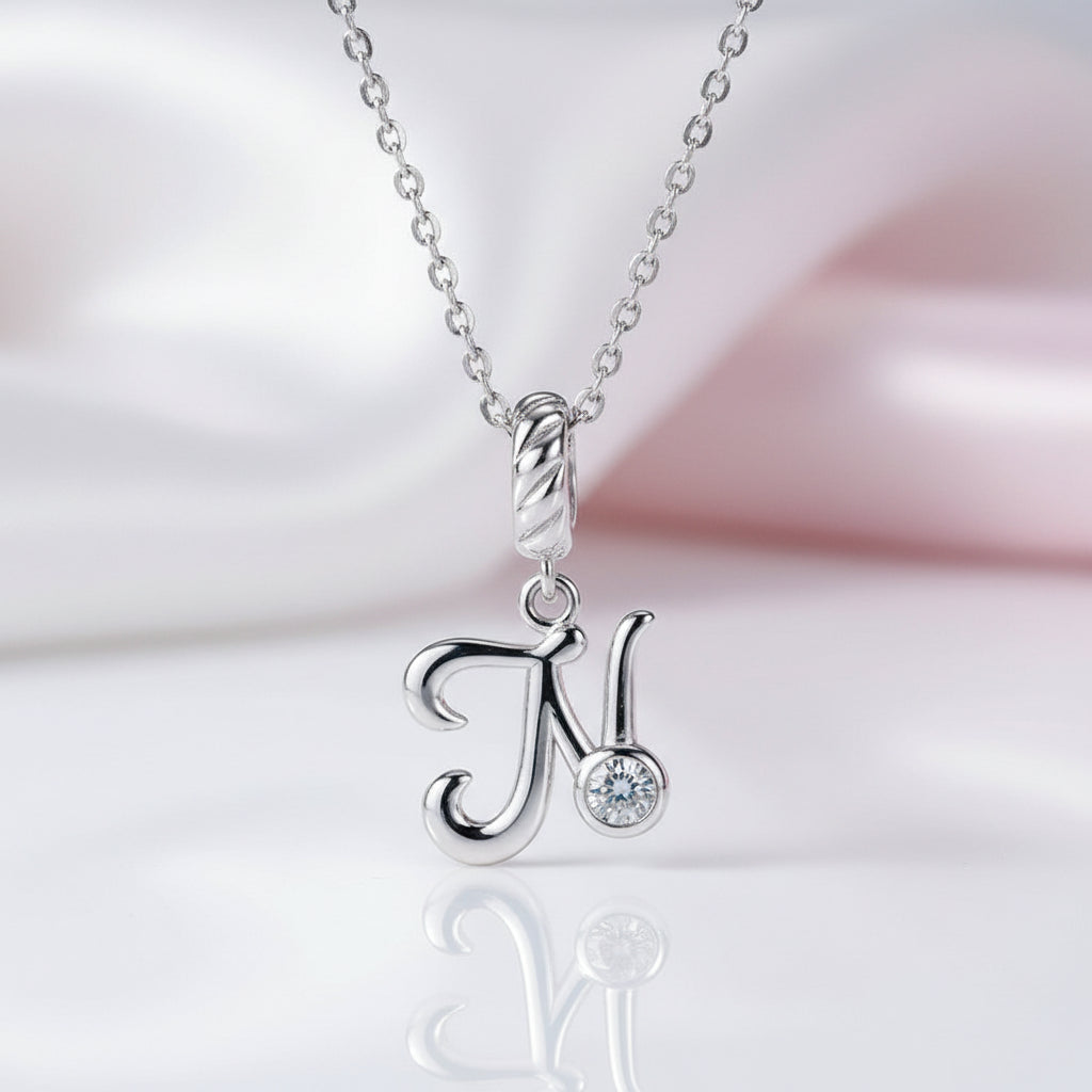 Vintage Letter Pendant Necklace with Diamond Option-Black Diamonds New York