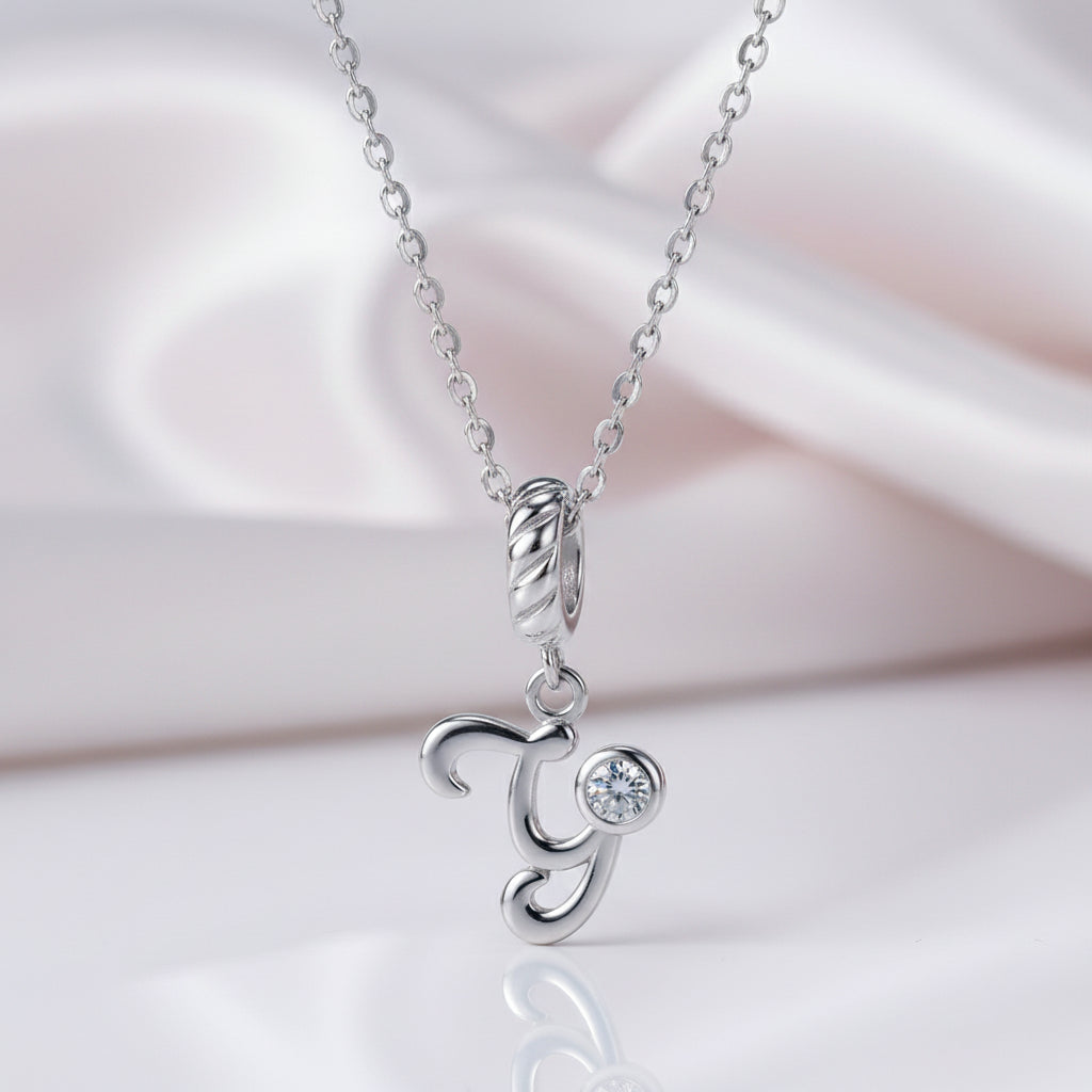 Vintage Letter Pendant Necklace with Diamond Option-Black Diamonds New York