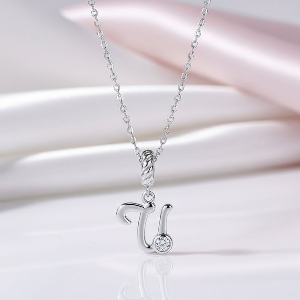 Vintage Letter Pendant Necklace with Diamond Option-Black Diamonds New York