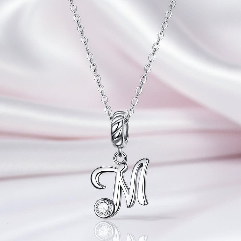 Vintage Letter Pendant Necklace with Diamond Option-Black Diamonds New York