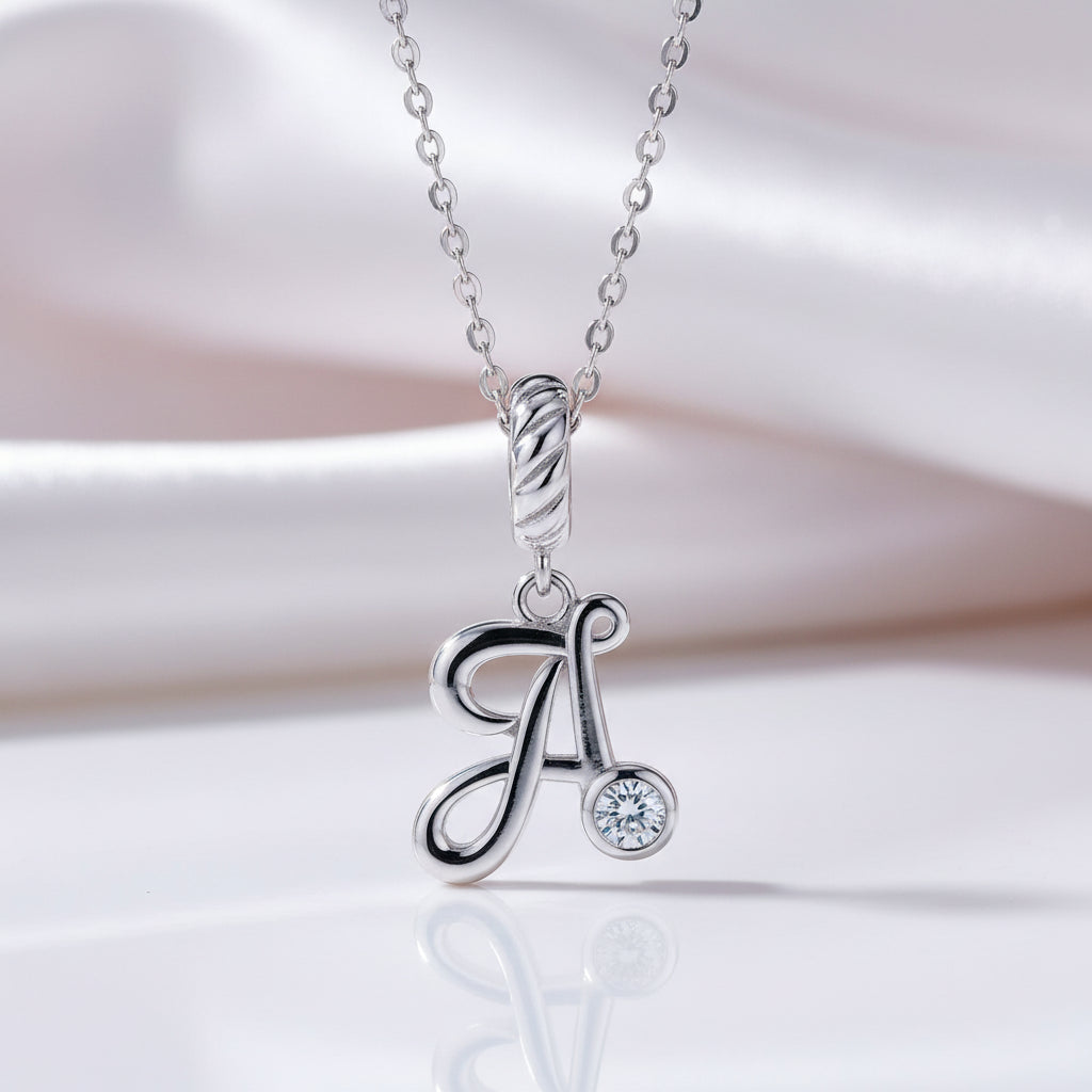 Vintage Letter Pendant Necklace with Diamond Option-Black Diamonds New York