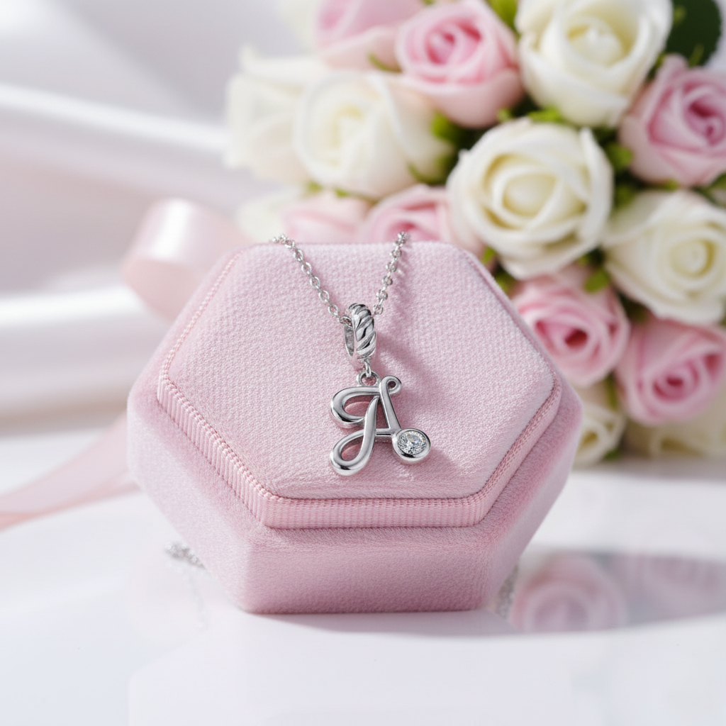 Vintage Letter Pendant Necklace with Diamond Option-Black Diamonds New York