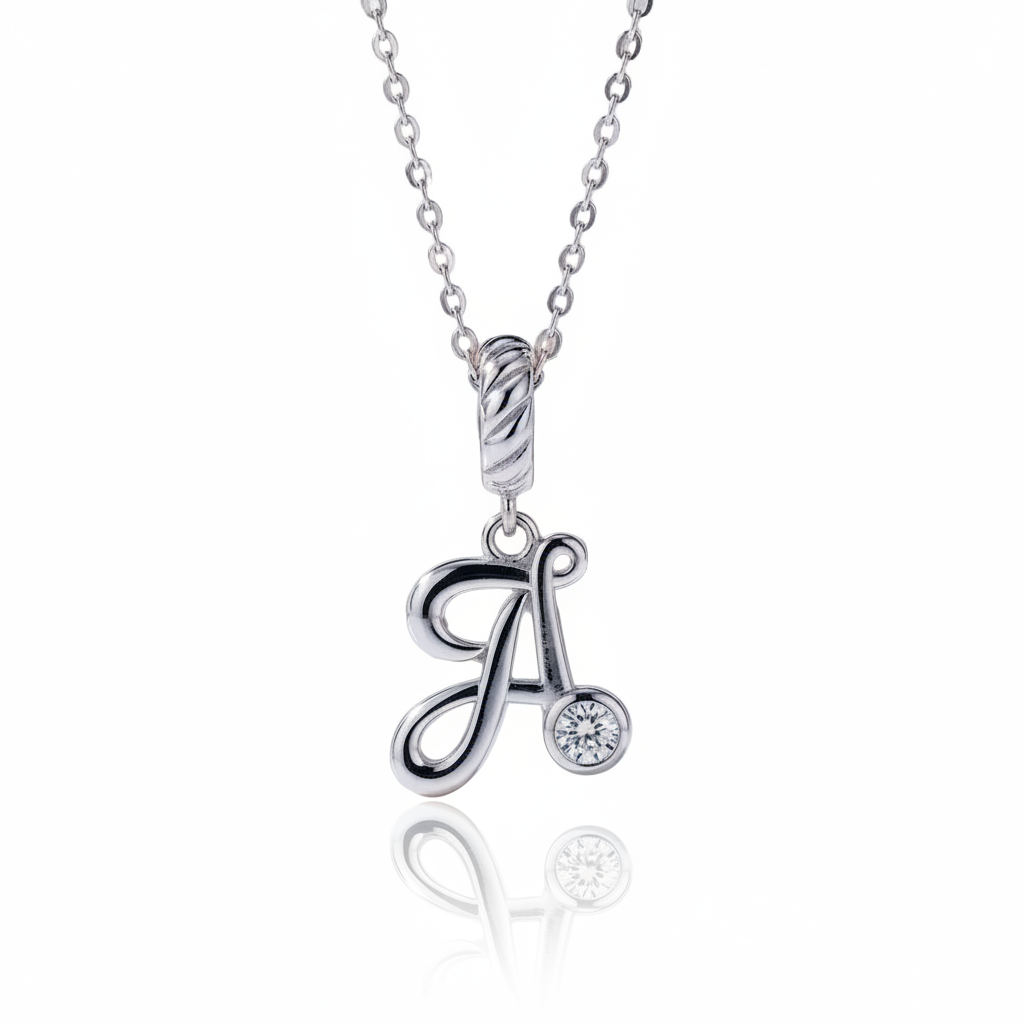 Vintage Letter Pendant Necklace with Diamond Option-Black Diamonds New York