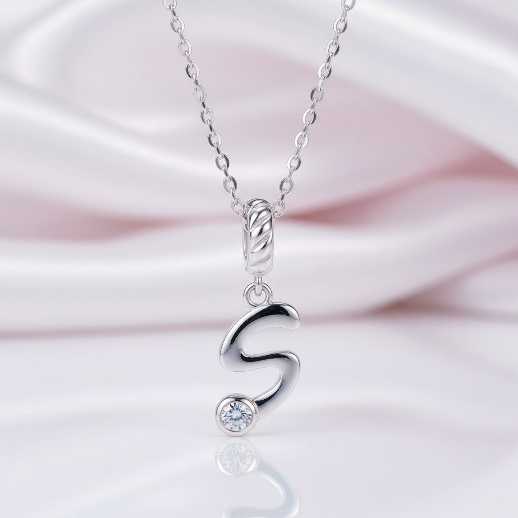 Vintage Letter Pendant Necklace with Diamond Option-Black Diamonds New York