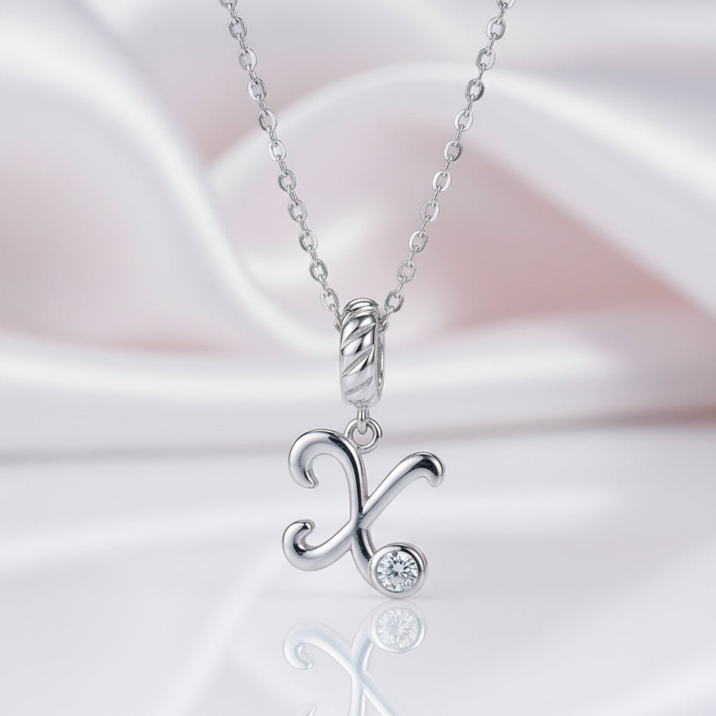 Vintage Letter Pendant Necklace with Diamond Option-Black Diamonds New York