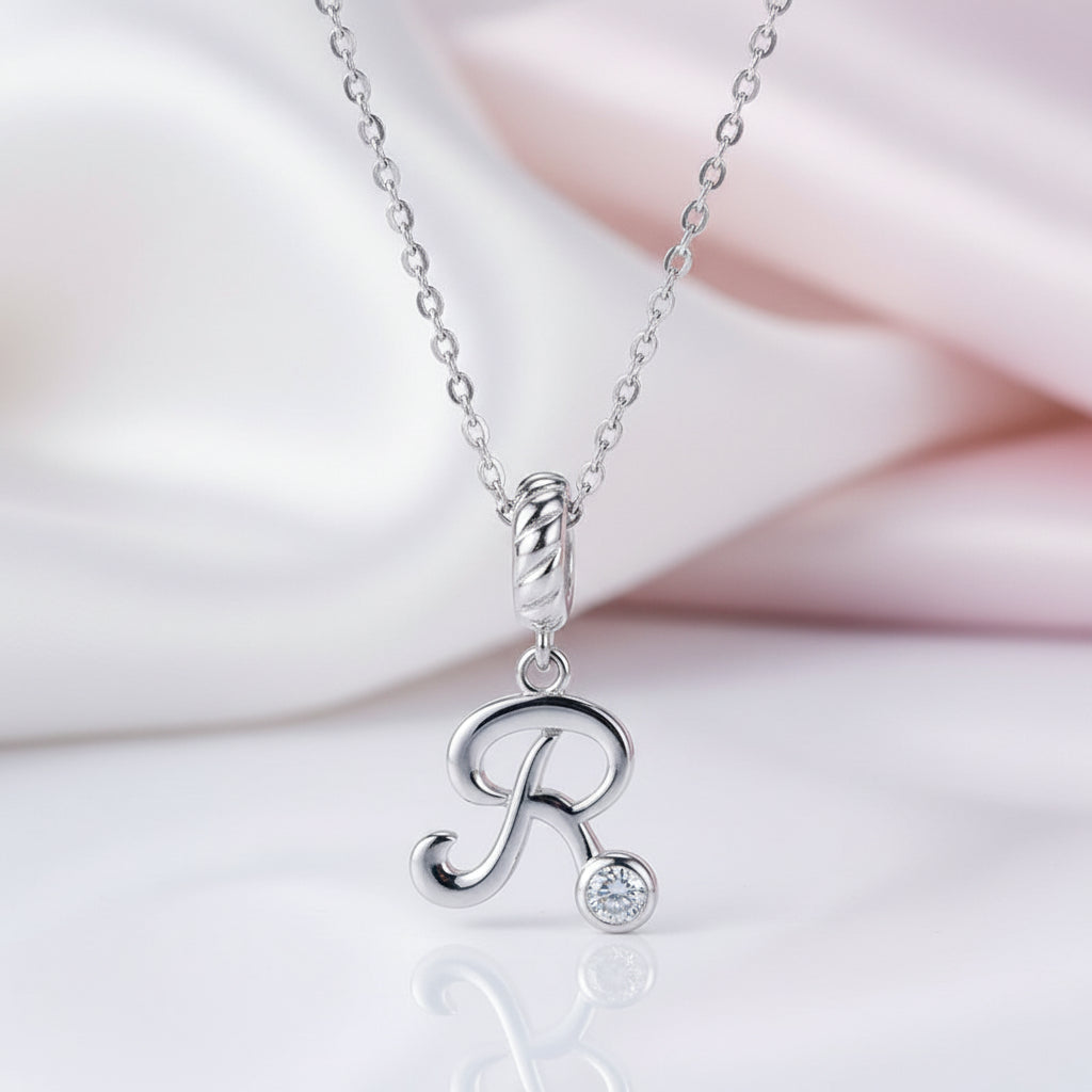 Vintage Letter Pendant Necklace with Diamond Option-Black Diamonds New York