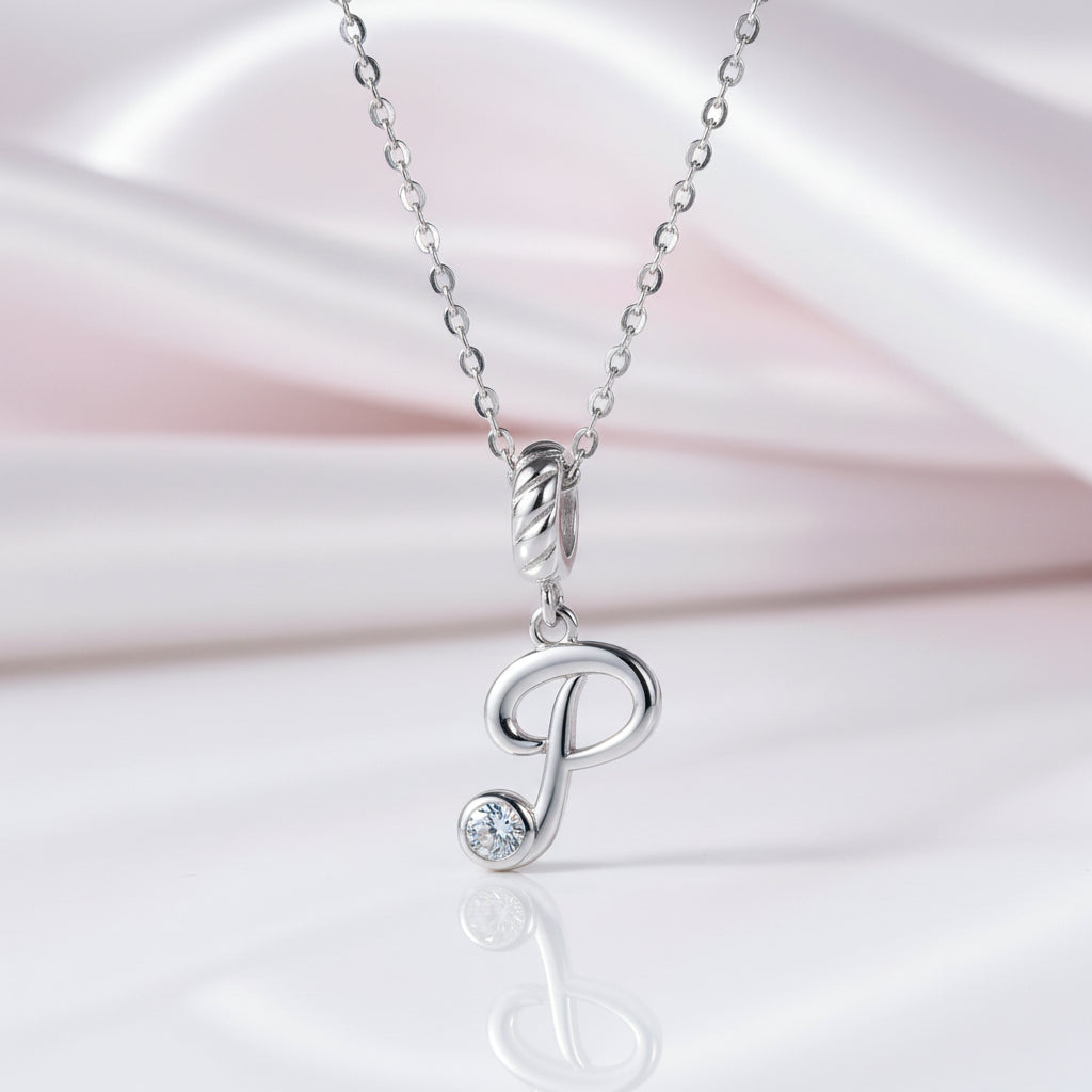 Vintage Letter Pendant Necklace with Diamond Option-Black Diamonds New York