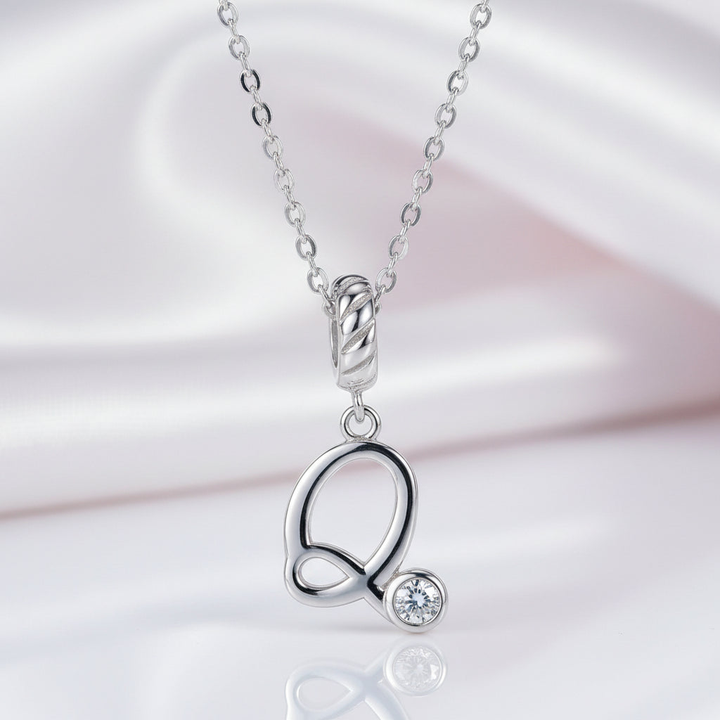 Vintage Letter Pendant Necklace with Diamond Option-Black Diamonds New York