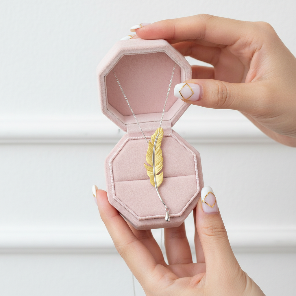 Vintage Long Goose Feather Necklace-Black Diamonds New York