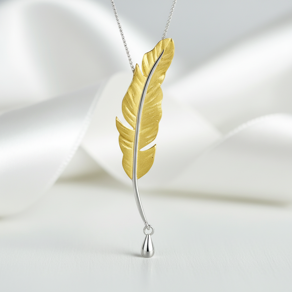 Vintage Long Goose Feather Necklace-Black Diamonds New York