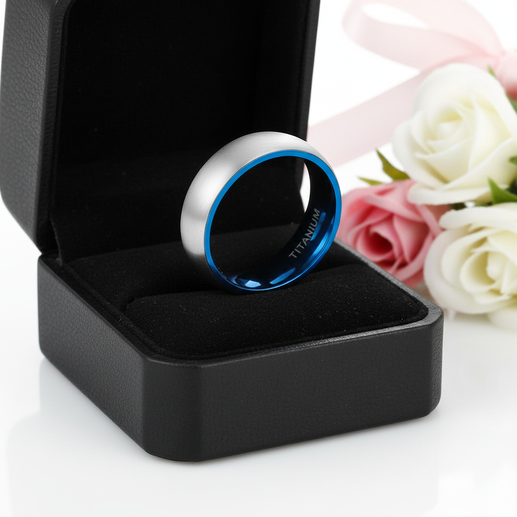 Vintage Matte Titanium Men's Wedding Band-Black Diamonds New York