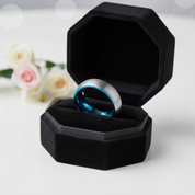 Vintage Matte Titanium Men's Wedding Band-Black Diamonds New York