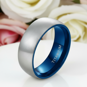 Vintage Matte Titanium Men's Wedding Band-Black Diamonds New York