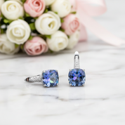 Vintage Blueish Mystic Quartz Gemstone Stud Earrings-Black Diamonds New York