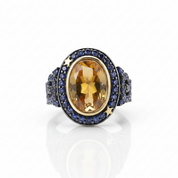 Vintage Gemstone Statement Art Deco Engagement Ring-Black Diamonds New York