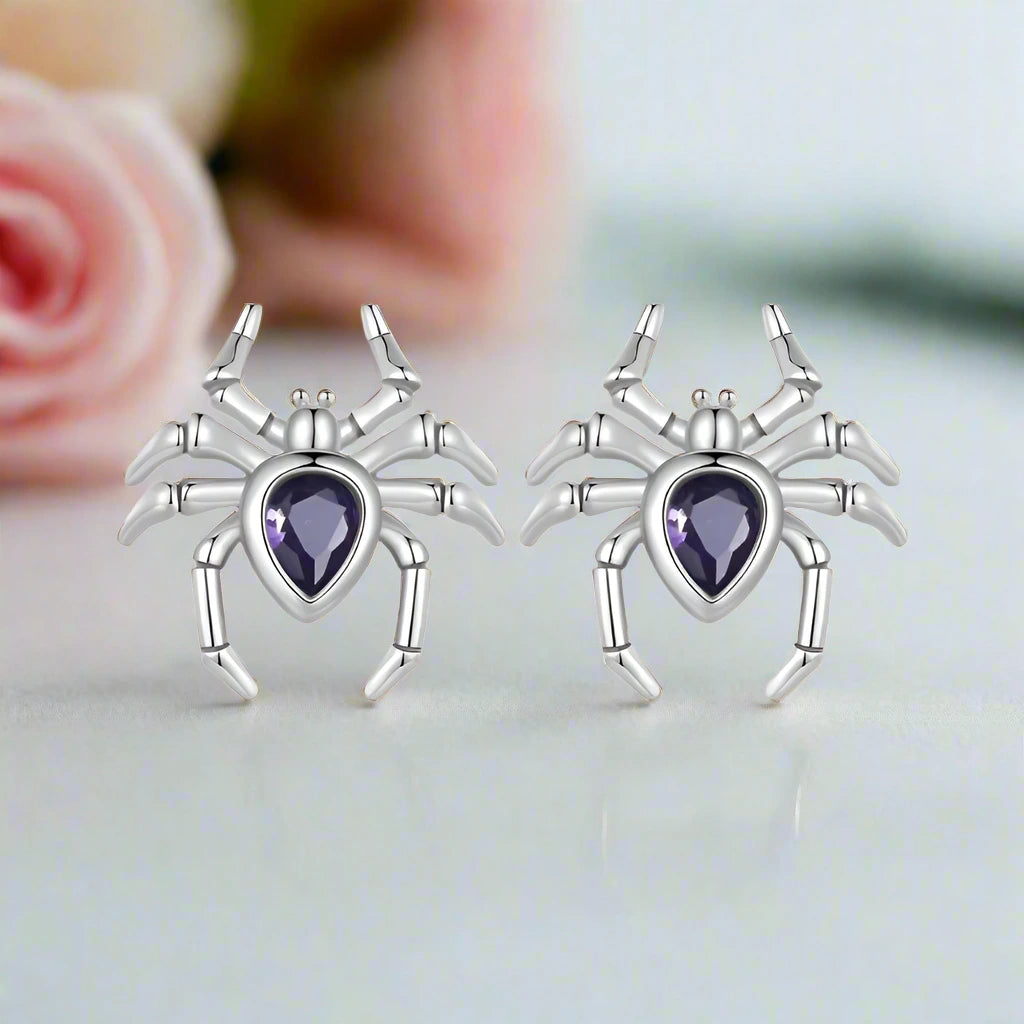 Vintage Pear Cut Diamond Spider Stud Earrings-Black Diamonds New York