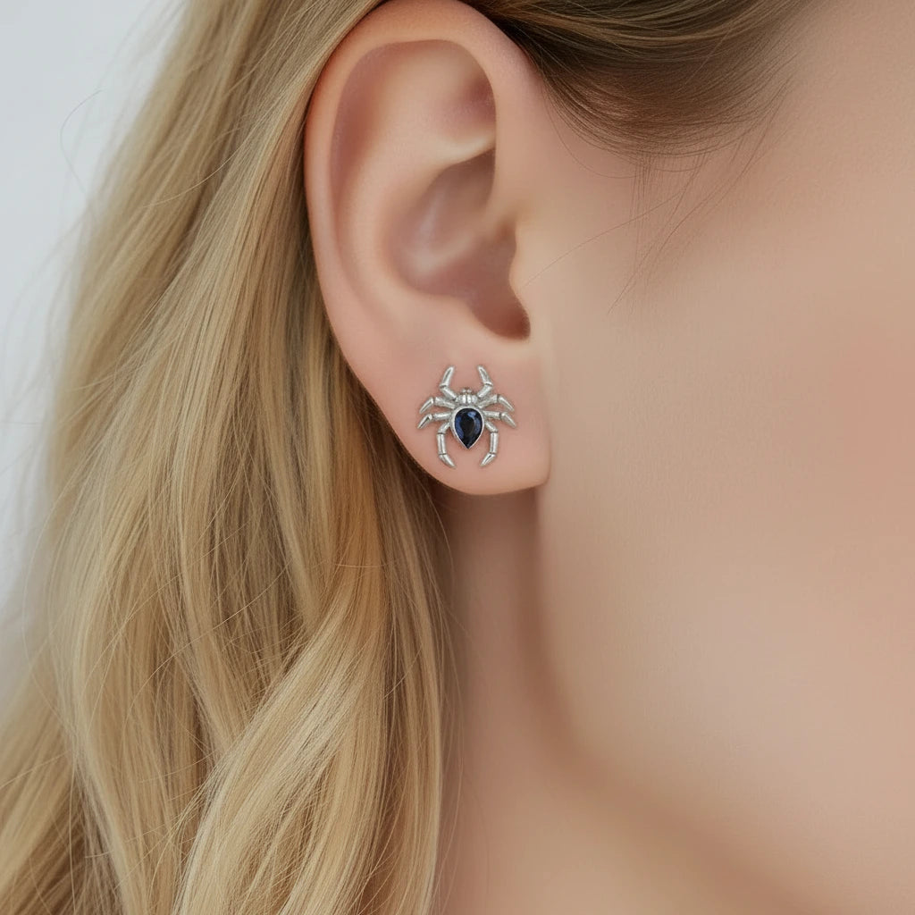 Vintage Pear Cut Diamond Spider Stud Earrings-Black Diamonds New York