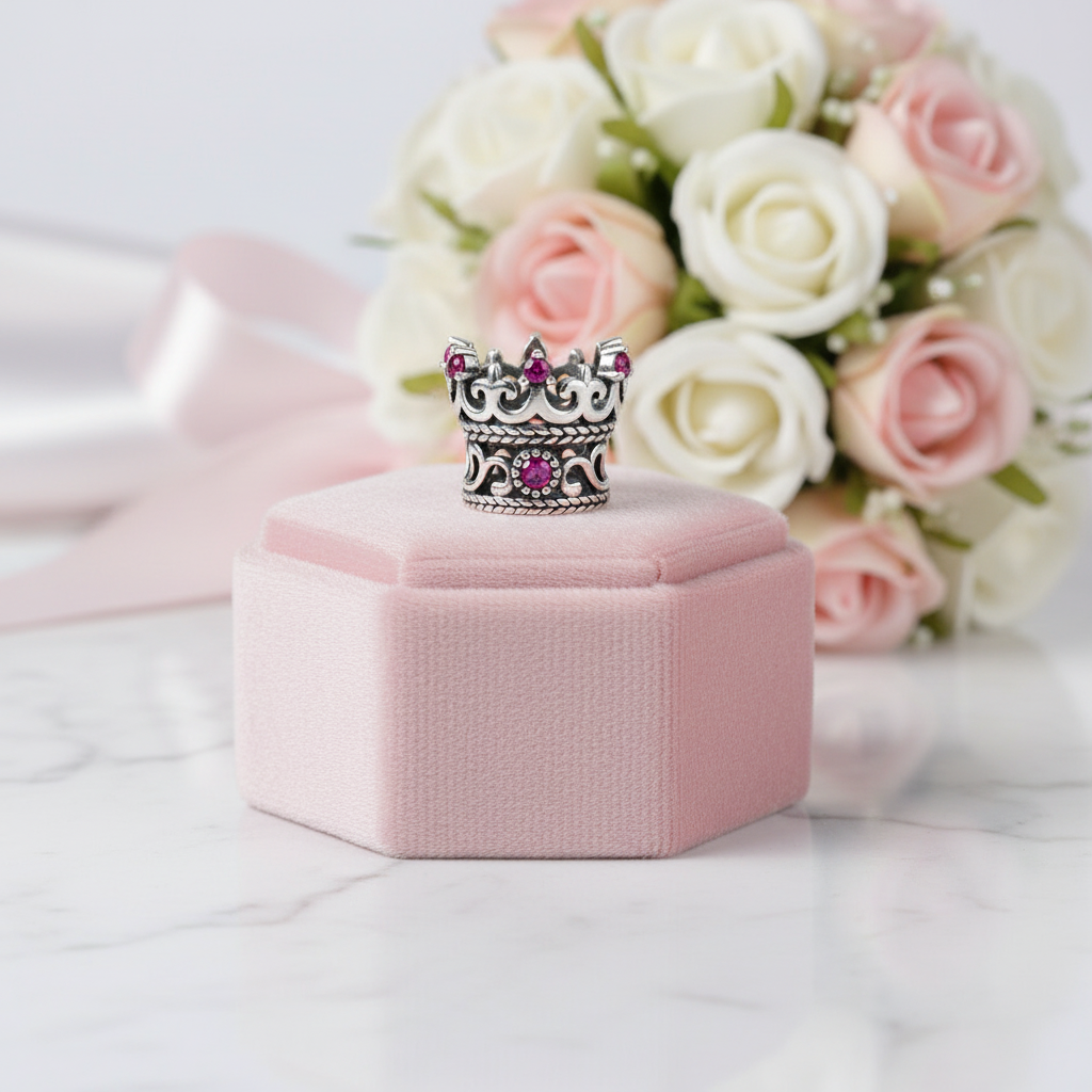 Vintage Princess Crown Charm-Black Diamonds New York