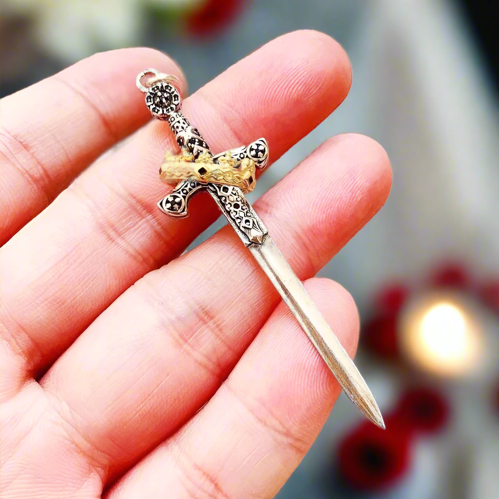 Vintage Punk Sword & Crown Charm-Black Diamonds New York