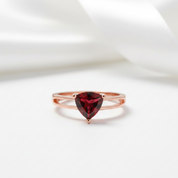 Vintage Red Garnet Genuine Stone Rose Gold Ring-Black Diamonds New York
