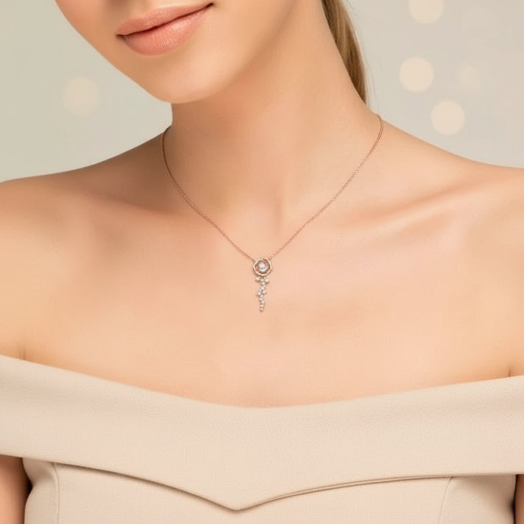 Vintage Rose Diamond Pendant Necklace & Earrings-Black Diamonds New York