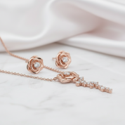 Vintage Rose Diamond Pendant Necklace & Earrings-Black Diamonds New York