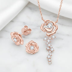 Vintage Rose Diamond Option Pendant Necklace & Earrings