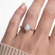 Vintage Rose Gold Oval Cut Opal Engagement Ring-Black Diamonds New York