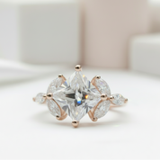 Vintage Rose Gold Princess Cut Diamond Engagement Ring-Black Diamonds New York