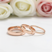 Vintage Rose Gold Tungsten Carbide Wedding Band-Black Diamonds New York