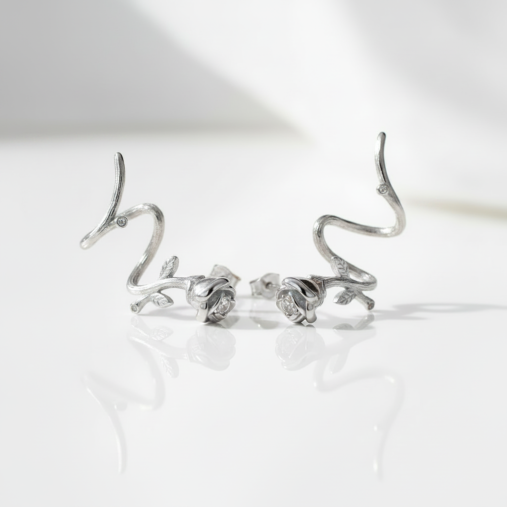 Vintage Roses and Thorns Ear Clips-Black Diamonds New York