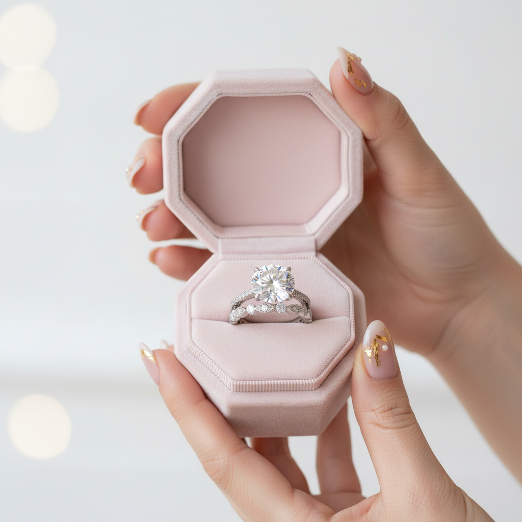 Vintage Round Cut Wedding Ring Set-Black Diamonds New York