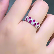 Vintage Round Lab Ruby Wedding Band-Black Diamonds New York