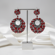 Vintage Round Garnet Gemstone Drop Earrings-Black Diamonds New York