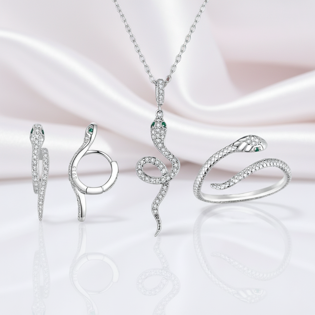 Vintage Snake Jewelry Set with Diamond Option-Black Diamonds New York