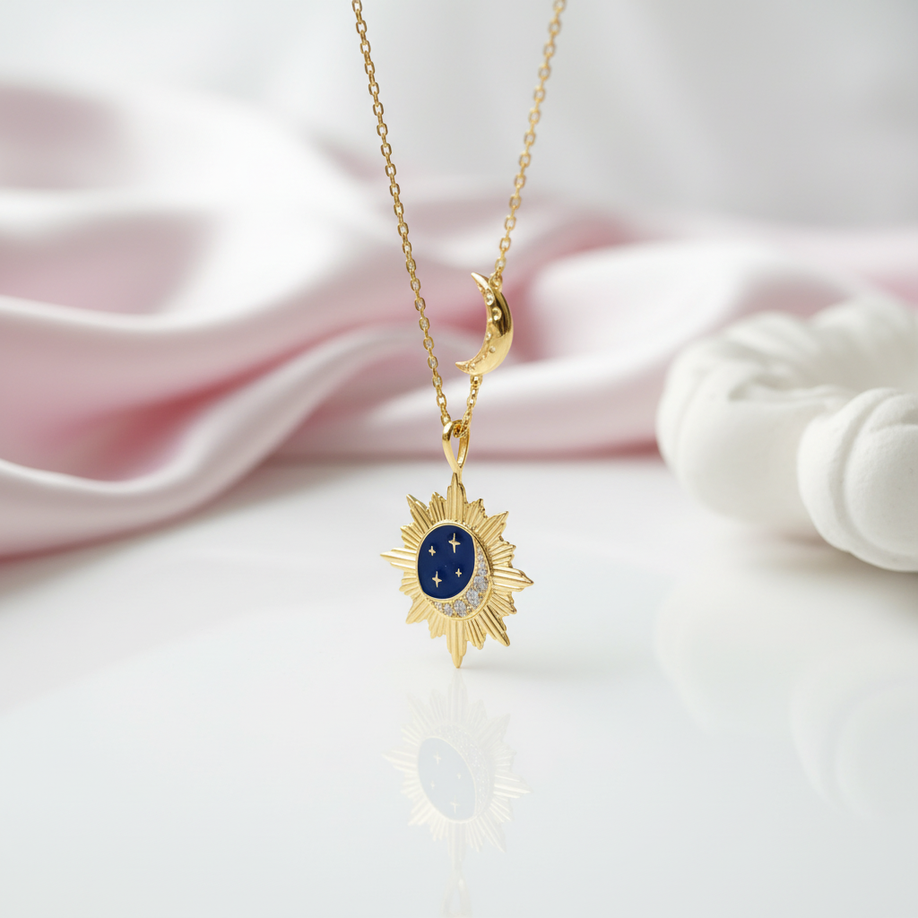 ★期間限定出品　現行品★STAR JEWELRY MOON & SUN Vintage Star Moon & Sun Pendant Necklace – Black Diamonds New York