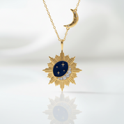 Vintage Star Moon & Sun Pendant Necklace-Black Diamonds New York