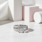 Vintage Style 1.0 Ct Diamond 2-Pc Engagement Ring Set-Black Diamonds New York