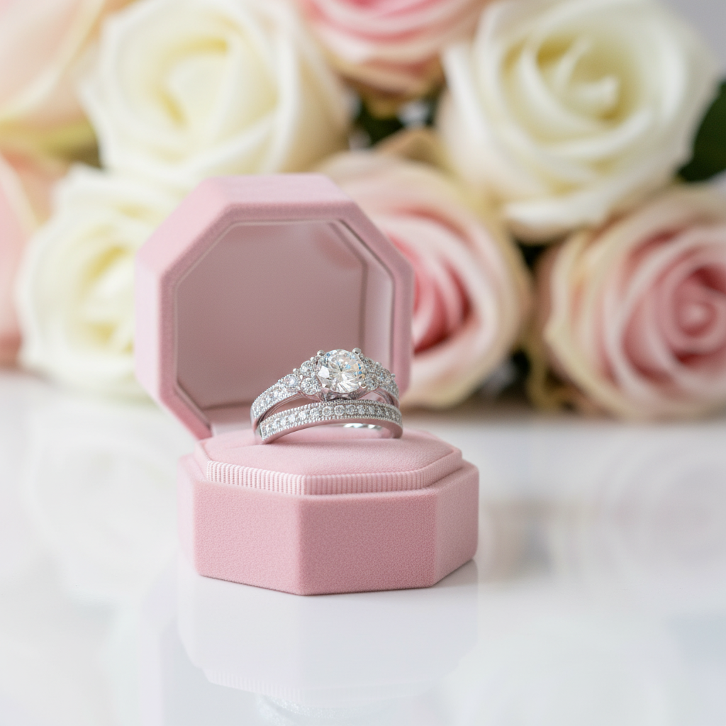 Vintage Style 1.0 Ct Diamond Option 2-Pc Engagement Ring Set-Black Diamonds New York