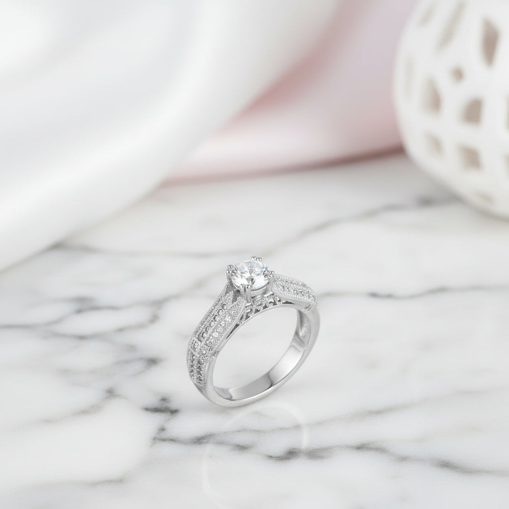 Vintage Option 1.0 Ct Diamond Option Bridal Engagement Ring-Black Diamonds New York