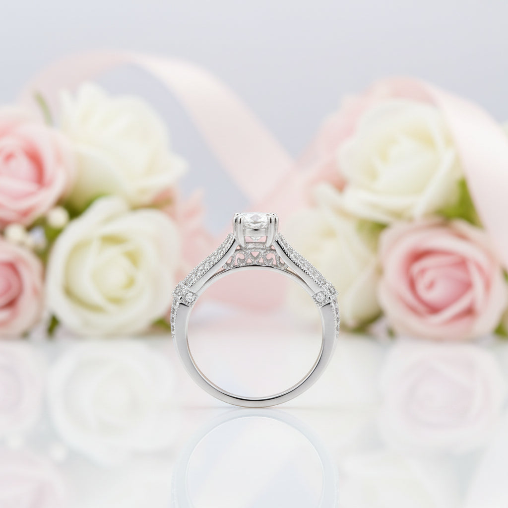 Vintage Option 1.0 Ct Diamond Option Bridal Engagement Ring-Black Diamonds New York